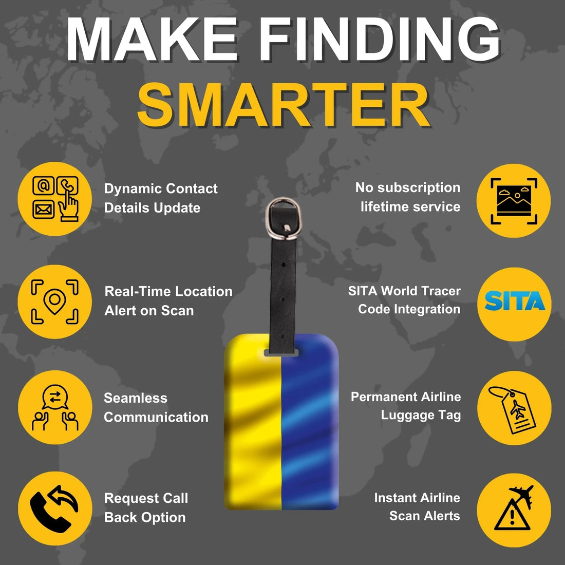 Ukraine QR Bag Tag by tag8 with QR code for tracking