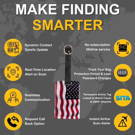 USA QR Bag Tag by tag8 for secure luggage tracking