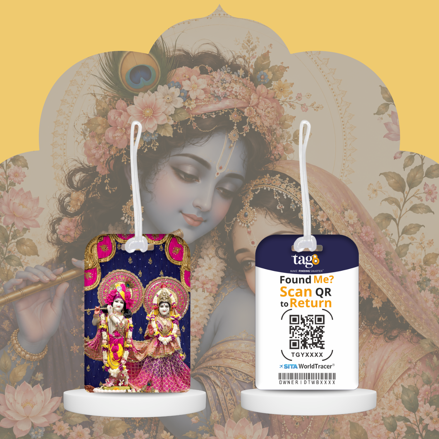 [Pack of 2] tag8 Smart Bag Tag- Radhe Krishnna