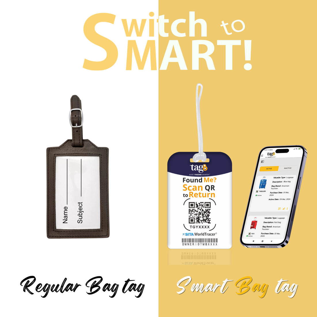 [Pack of 2] tag8 Smart Bag Tag- Radhe Krishnna