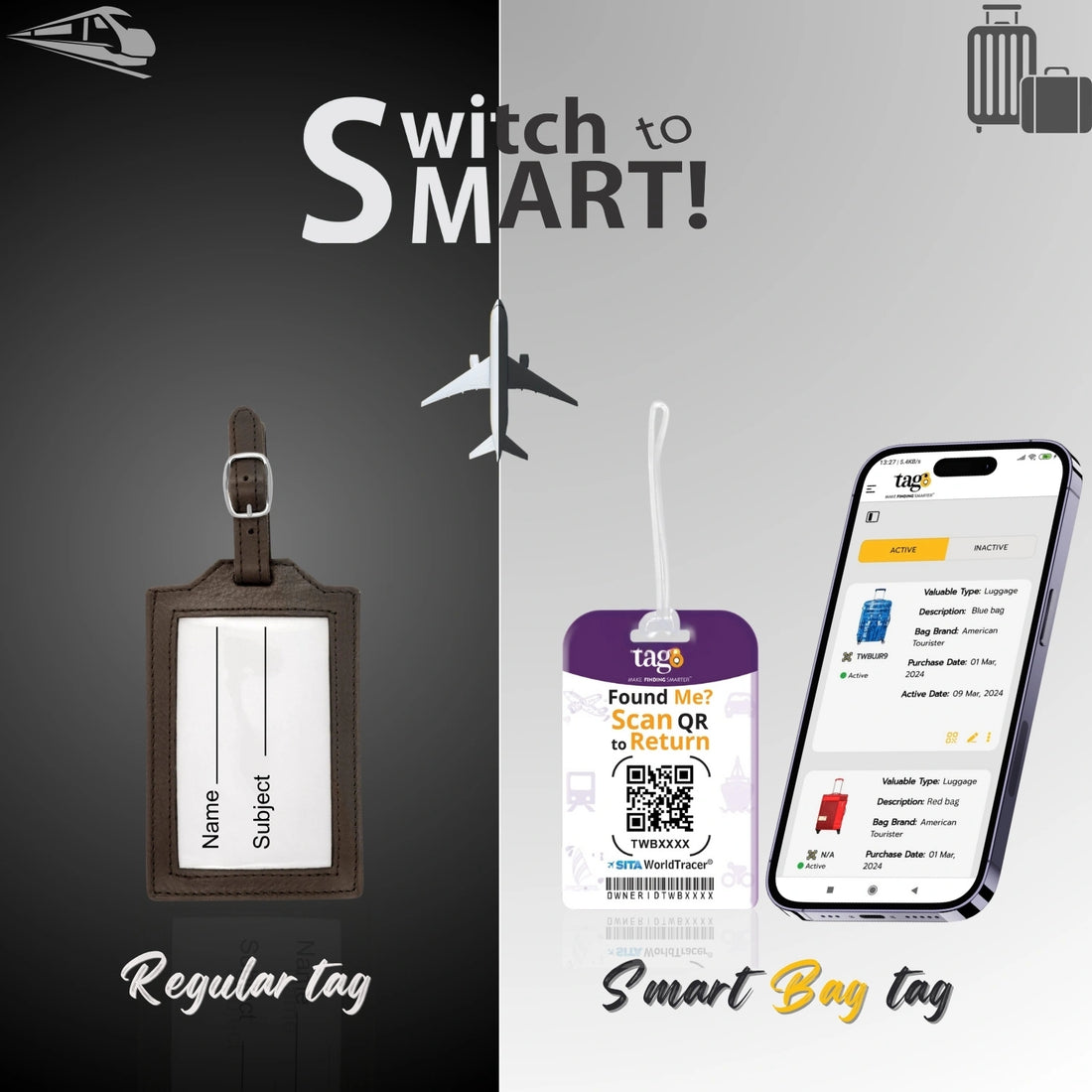 [Pack of 2] tag8 Smart Bag Tag- Jai Shree Ram