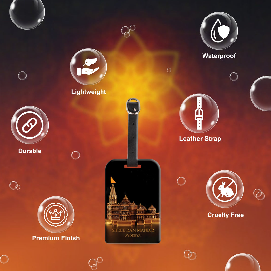tag8 Ram Mandir Ayodhya Luggage Tag (Black tag)