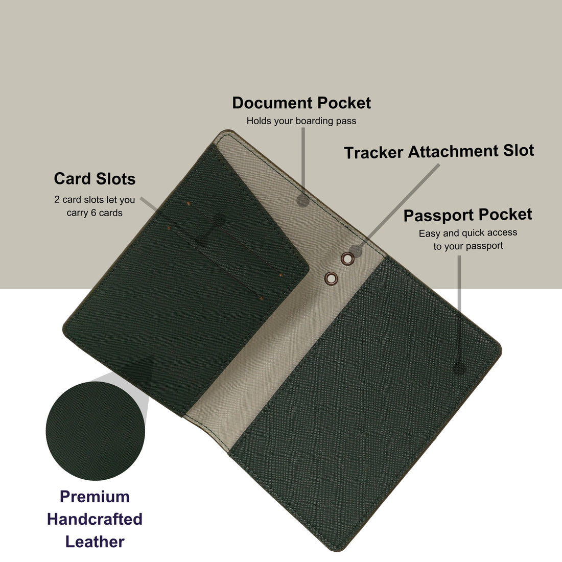 Personalised Name & Charm Leather RFID and BLE Dolphin Tracker Passport Cover Holder