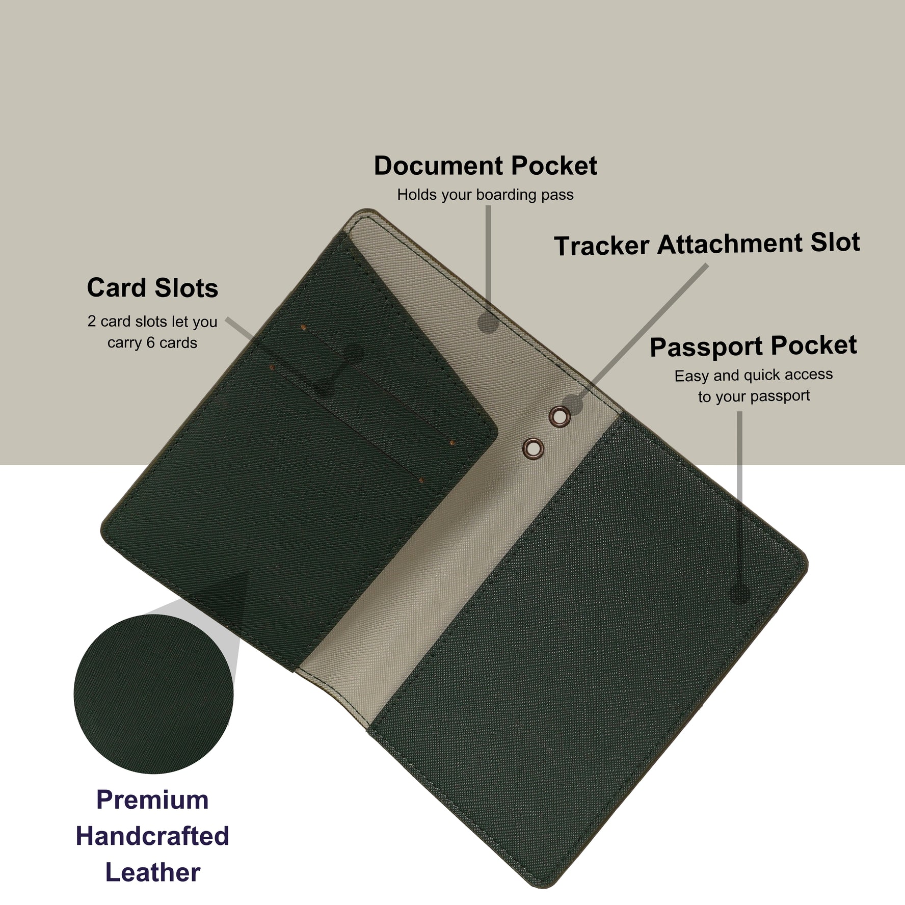 Personalised Name & Charm Leather RFID and BLE Dolphin Tracker Passport Cover Holder