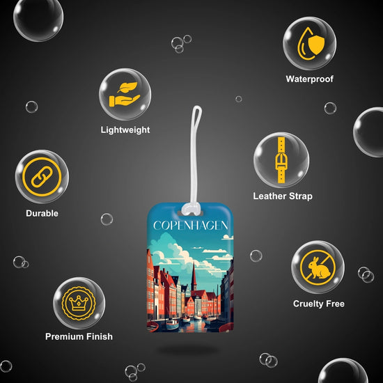 Copenhagen QR Bag Tag by tag8 with secure QR code