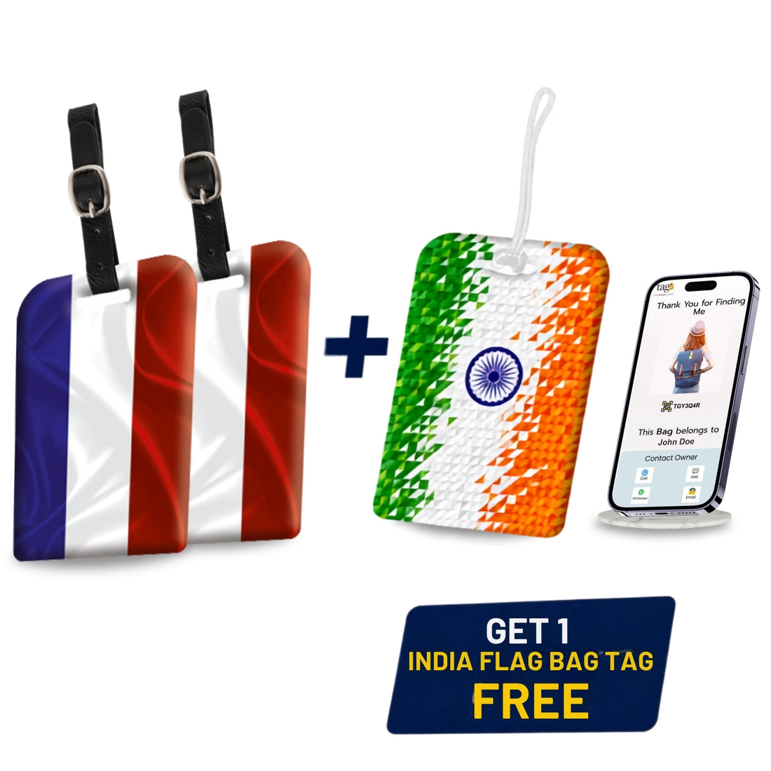 Smart Bag Security Tag - Netherland Flag [Pack 2] + 1 Indian Pixel