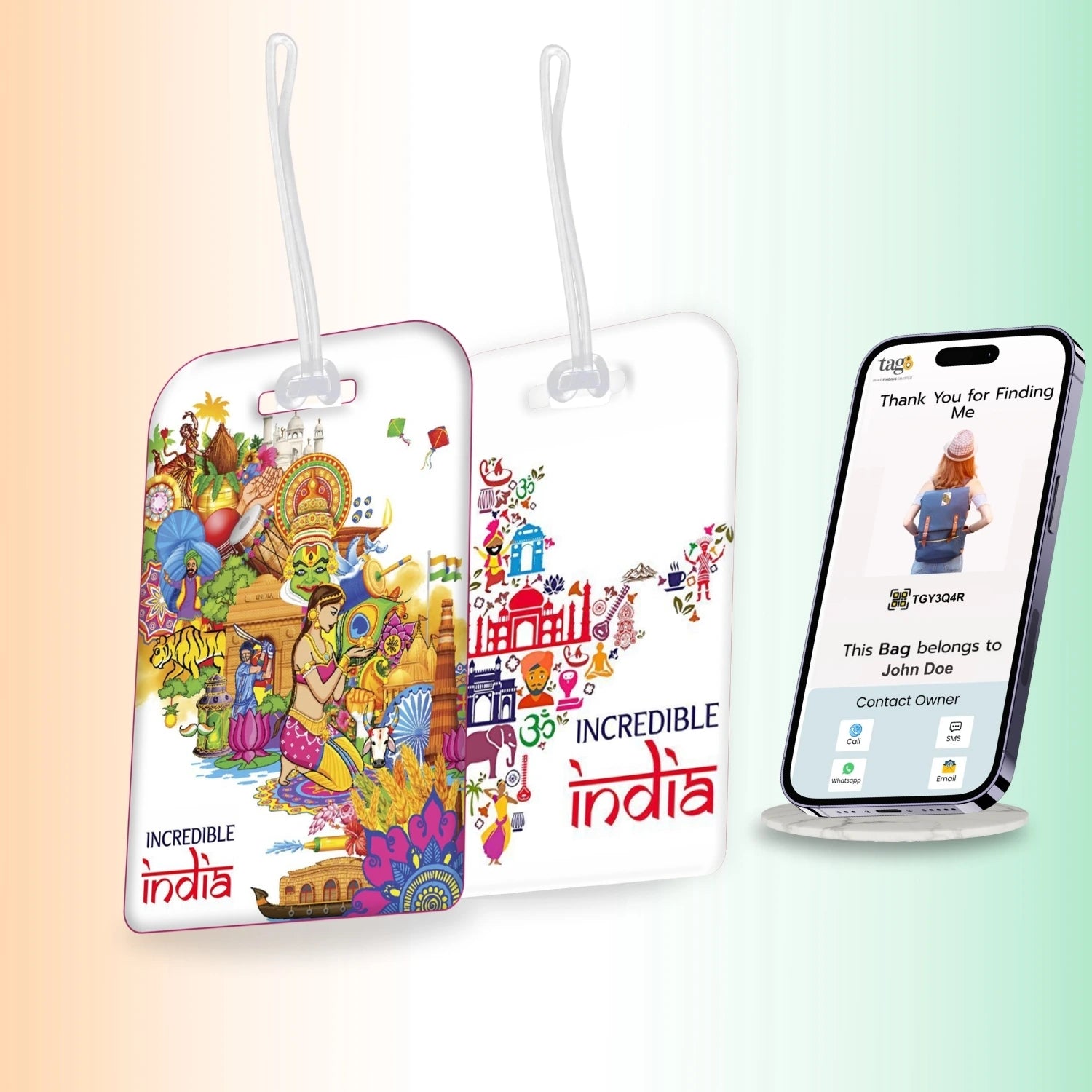 Smart Bag Security Tag - 1 India culture + 1 India Map