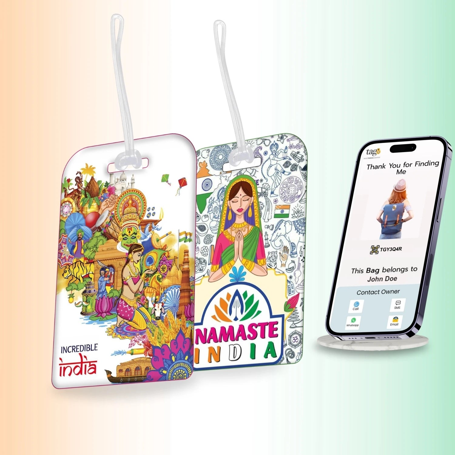 Smart Bag Security Tag - 1 India culture + 1 India Map
