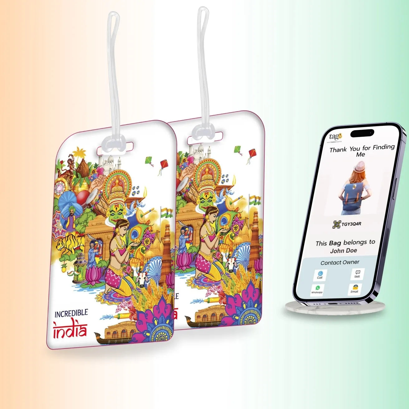 Smart Bag Security Tag - Incredible India Culture [Pack 2]