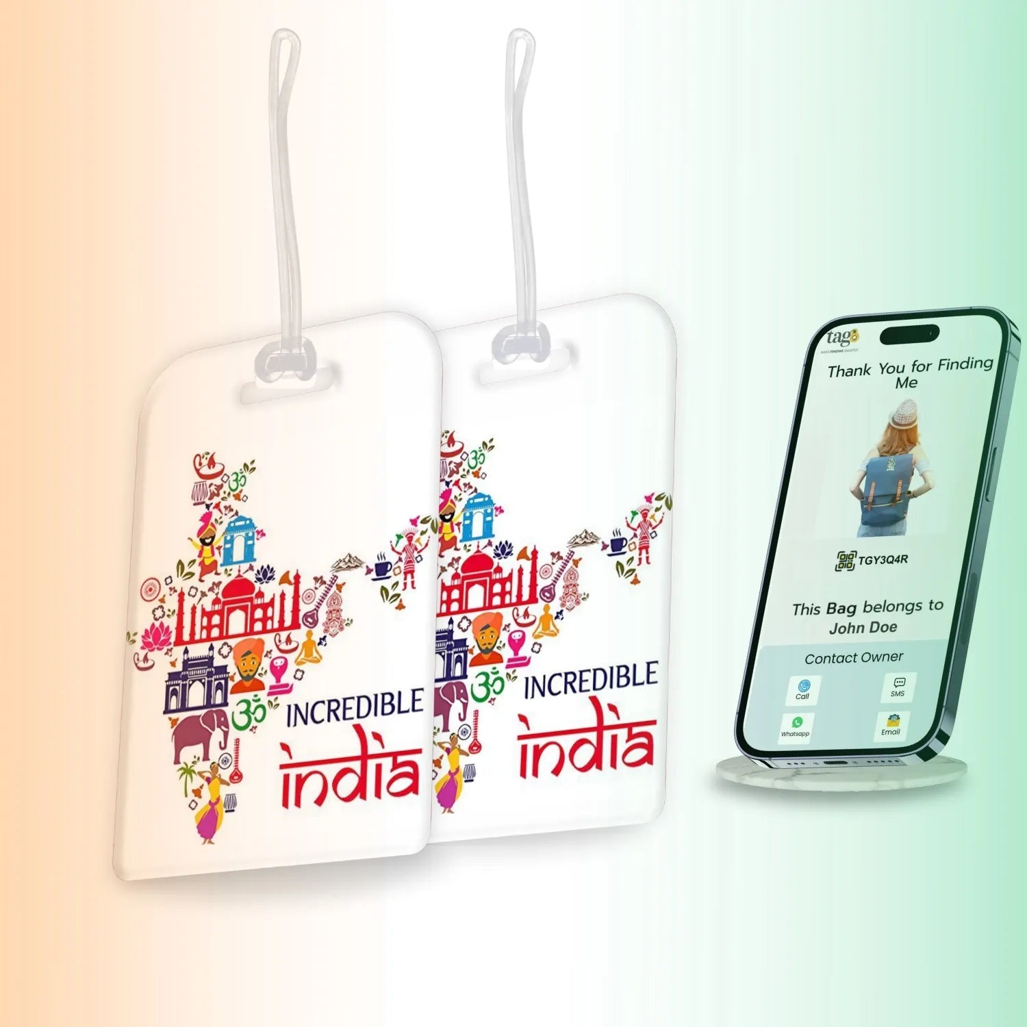 Smart Bag Security Tag -Incredible India Map [Pack 2]