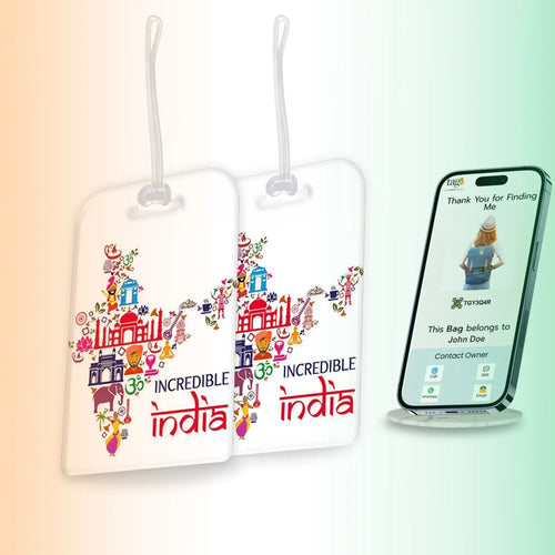 Smart Bag Security Tag -Incredible India Map [Pack 2]