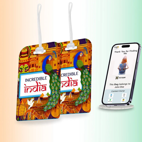 Smart Bag Security Tag - Incredible India Peacock [Pack 2]