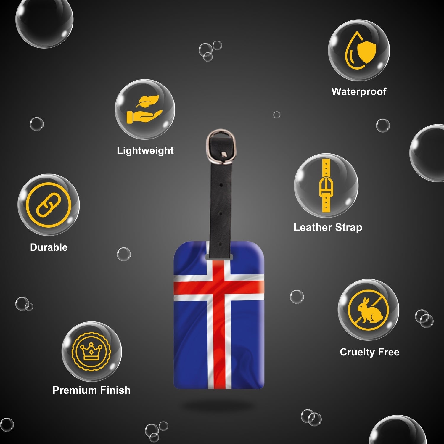 Smart Bag Security Tag -  Iceland Flag [Pack 2] - tag8