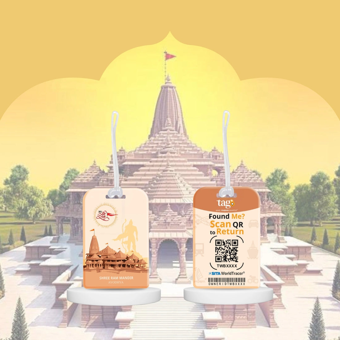 [Pack of 2] tag8 Smart Bag Tag-Ram Mandir Ayodhya