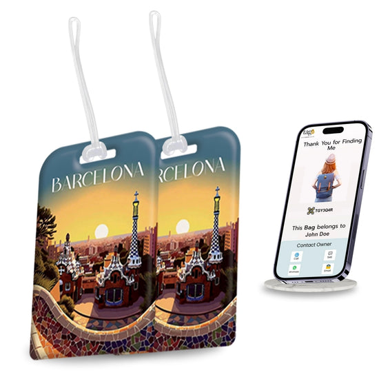 Barcelona QR Bag Tag by tag8 with secure QR code