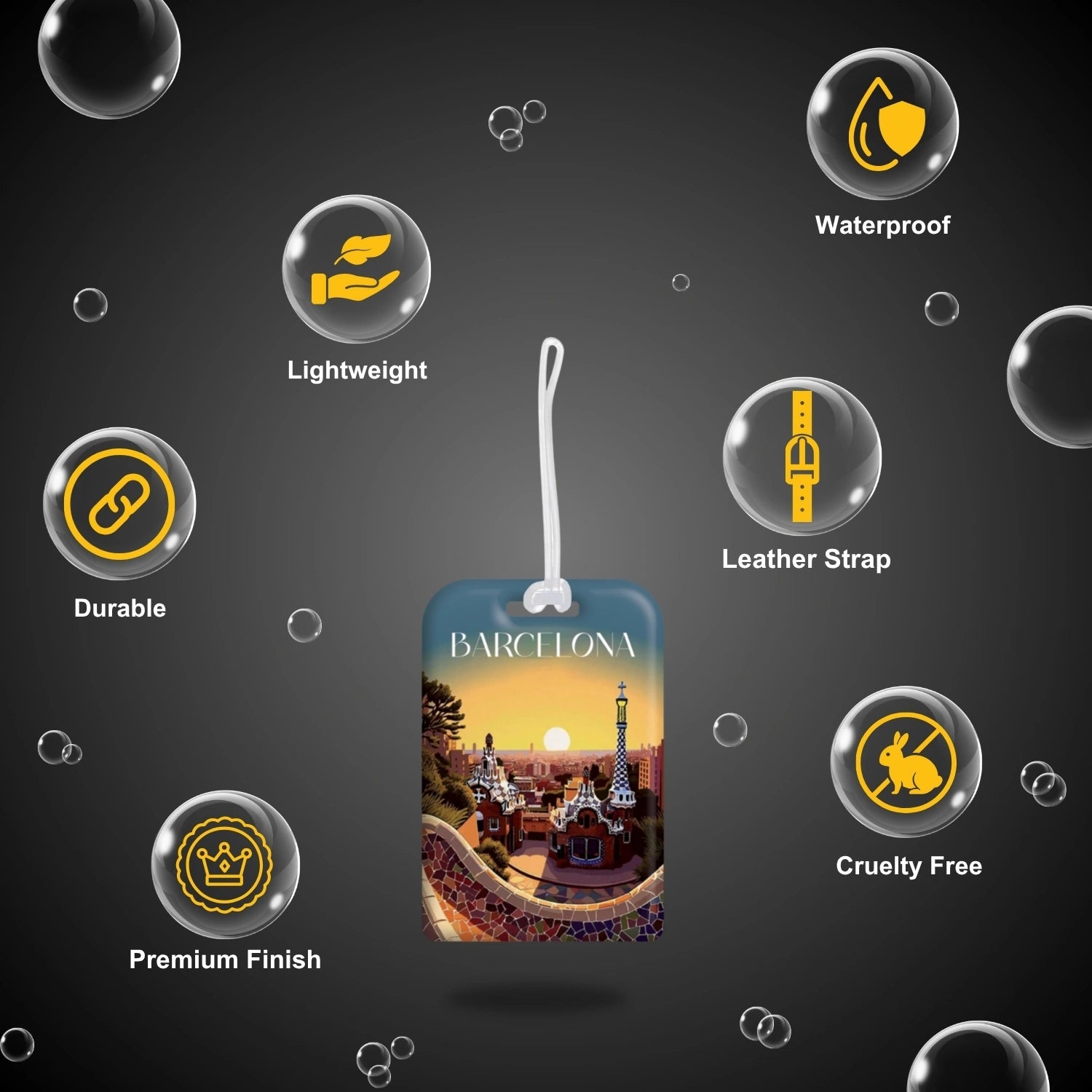 Barcelona QR Bag Tag by tag8 with secure QR code