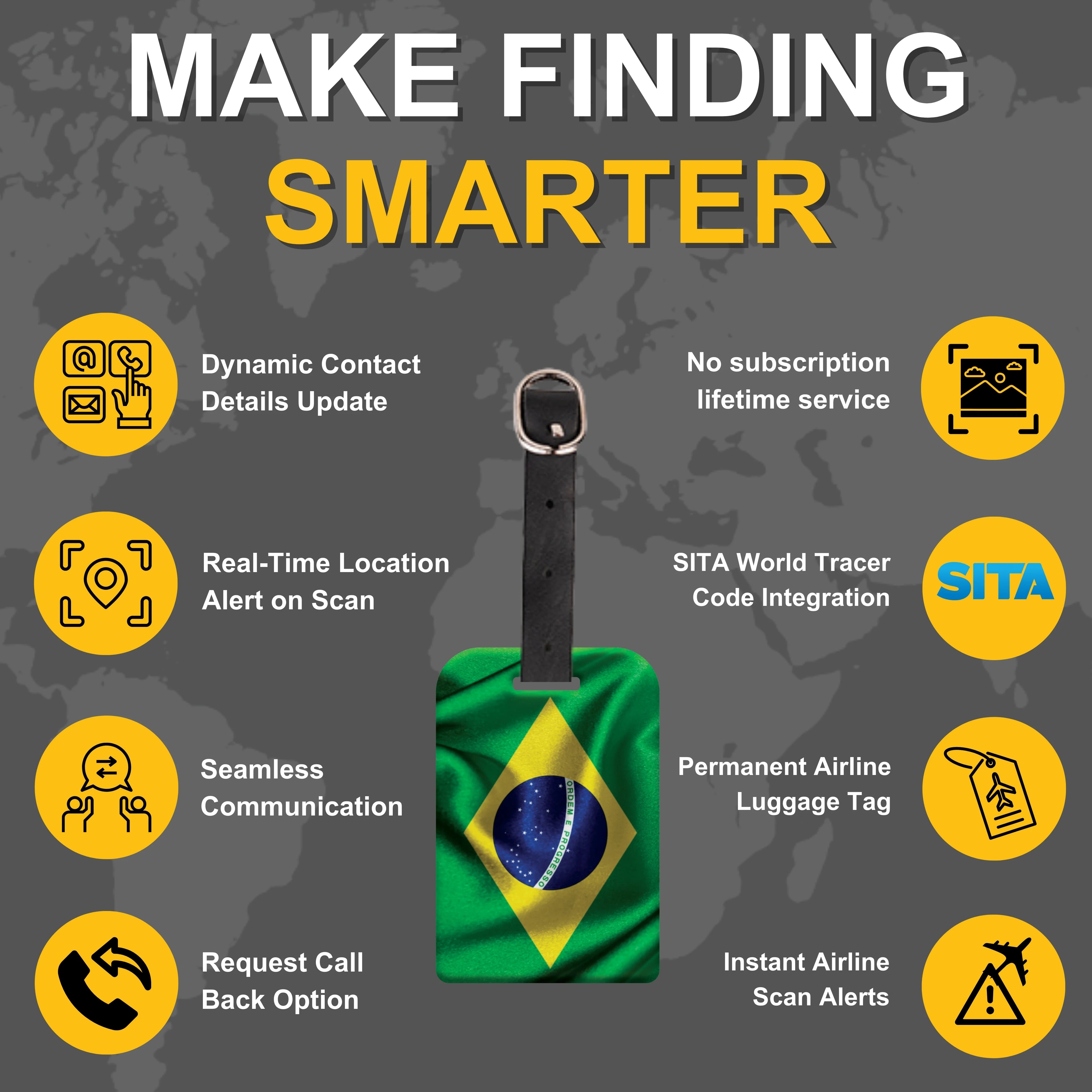 Brazil QR Bag Tag by tag8 for bag security