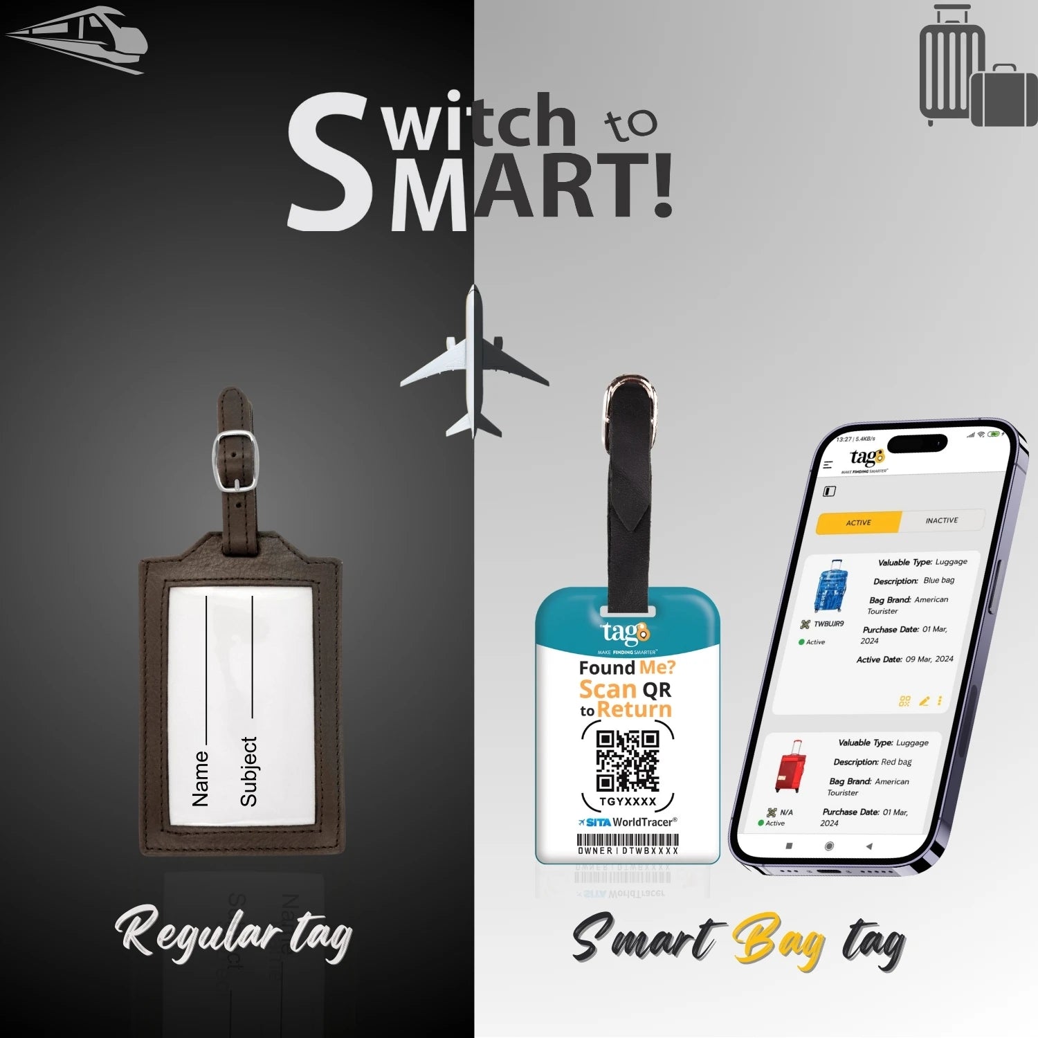 Copenhagen QR Bag Tag by tag8 for lost luggage recovery