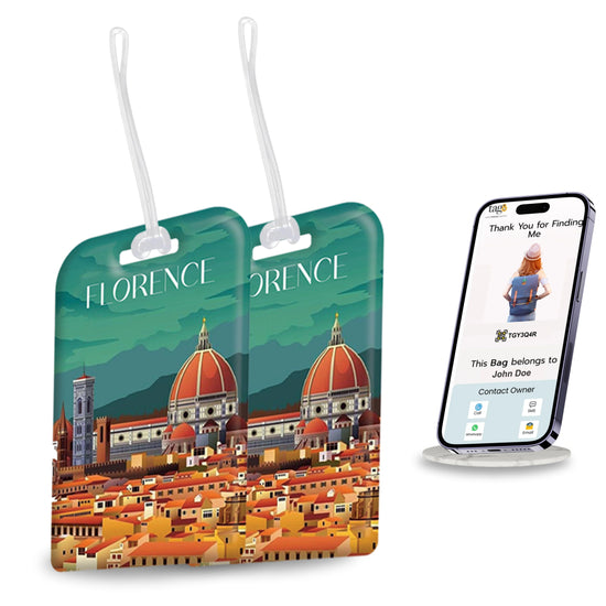 Florence QR Bag Tag by tag8 with secure QR code