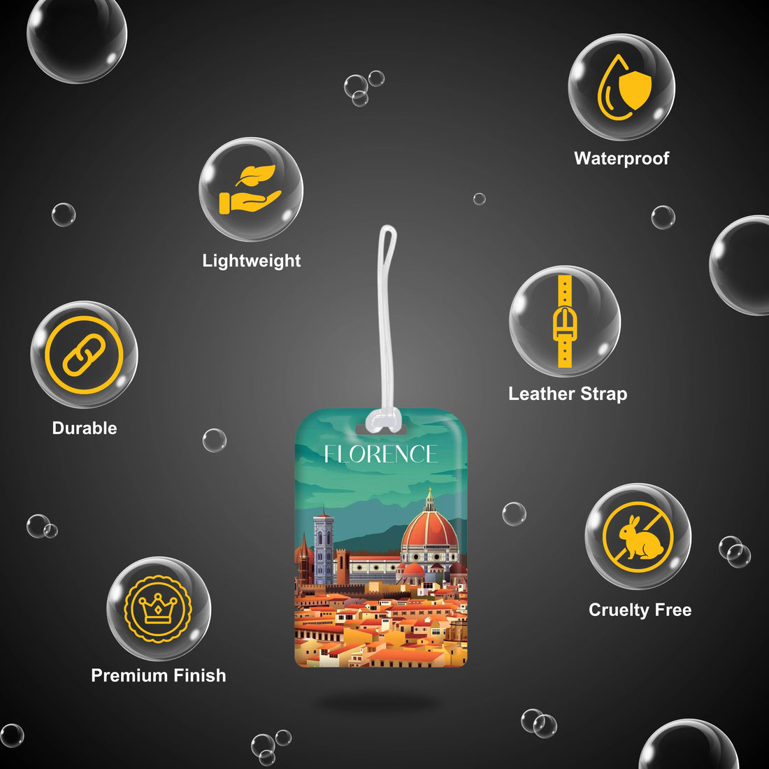 Florence QR Bag Tag by tag8 with secure QR code