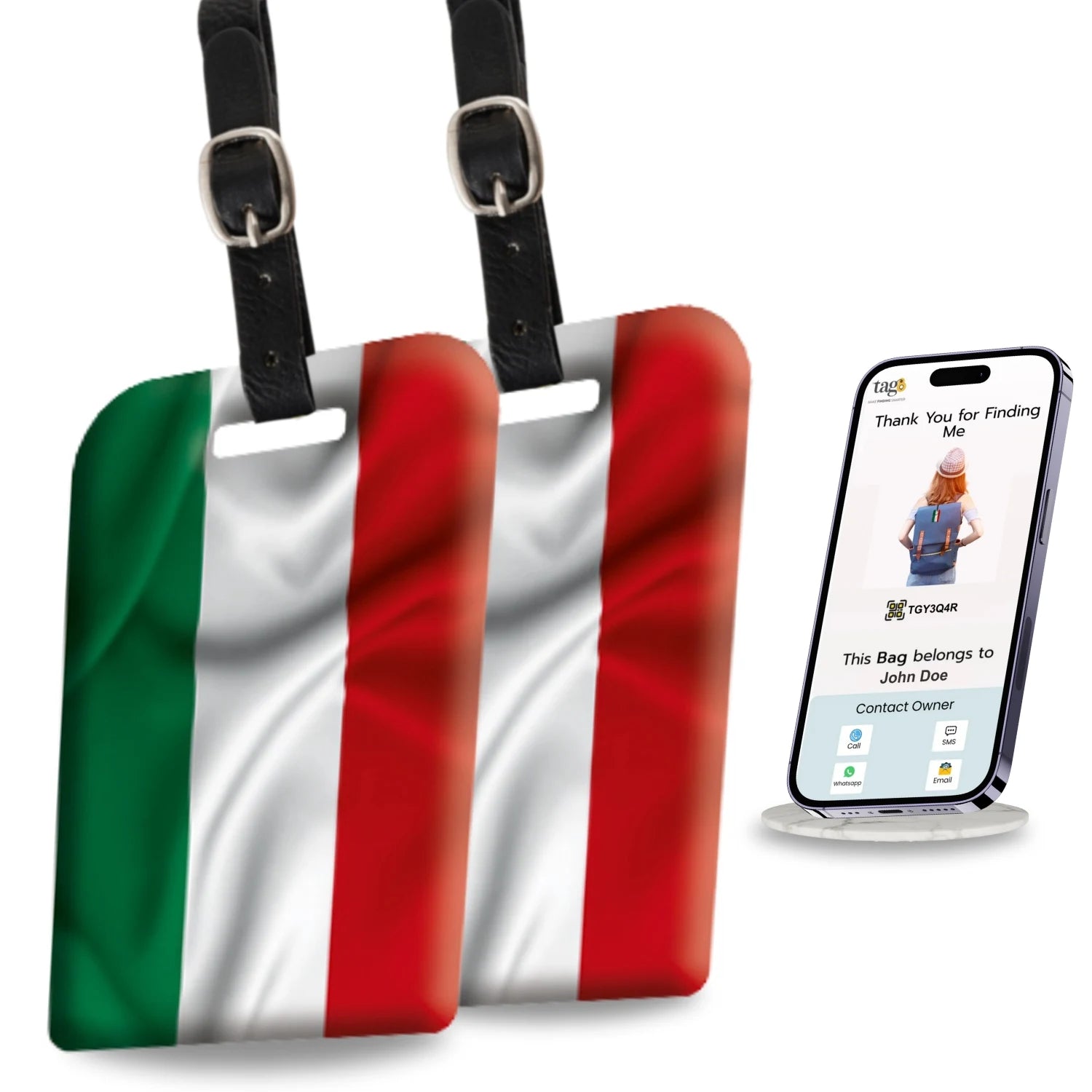 Hungary QR Bag Tag by tag8 with QR code for luggage