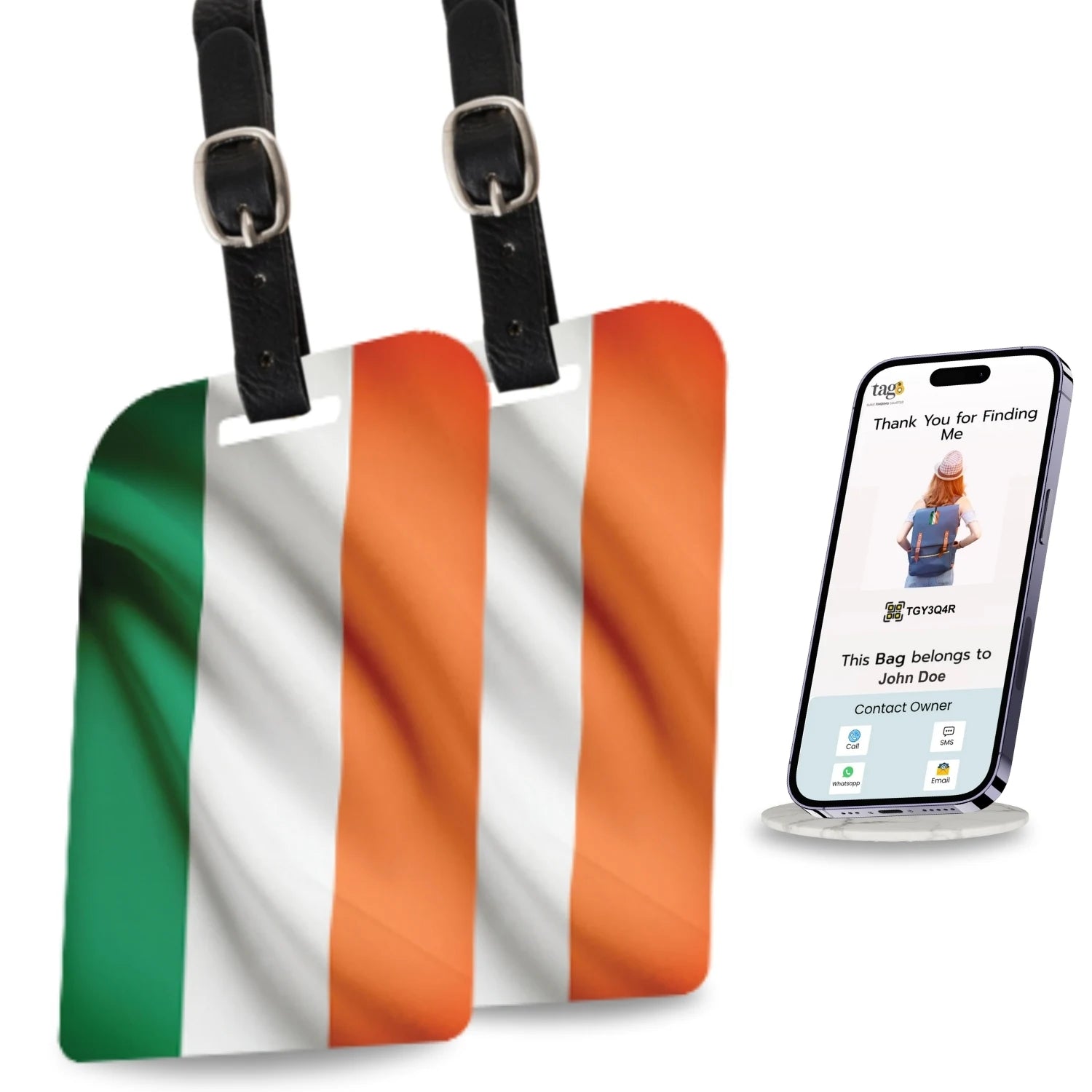 India QR Bag Tag by tag8 for luggage tracking