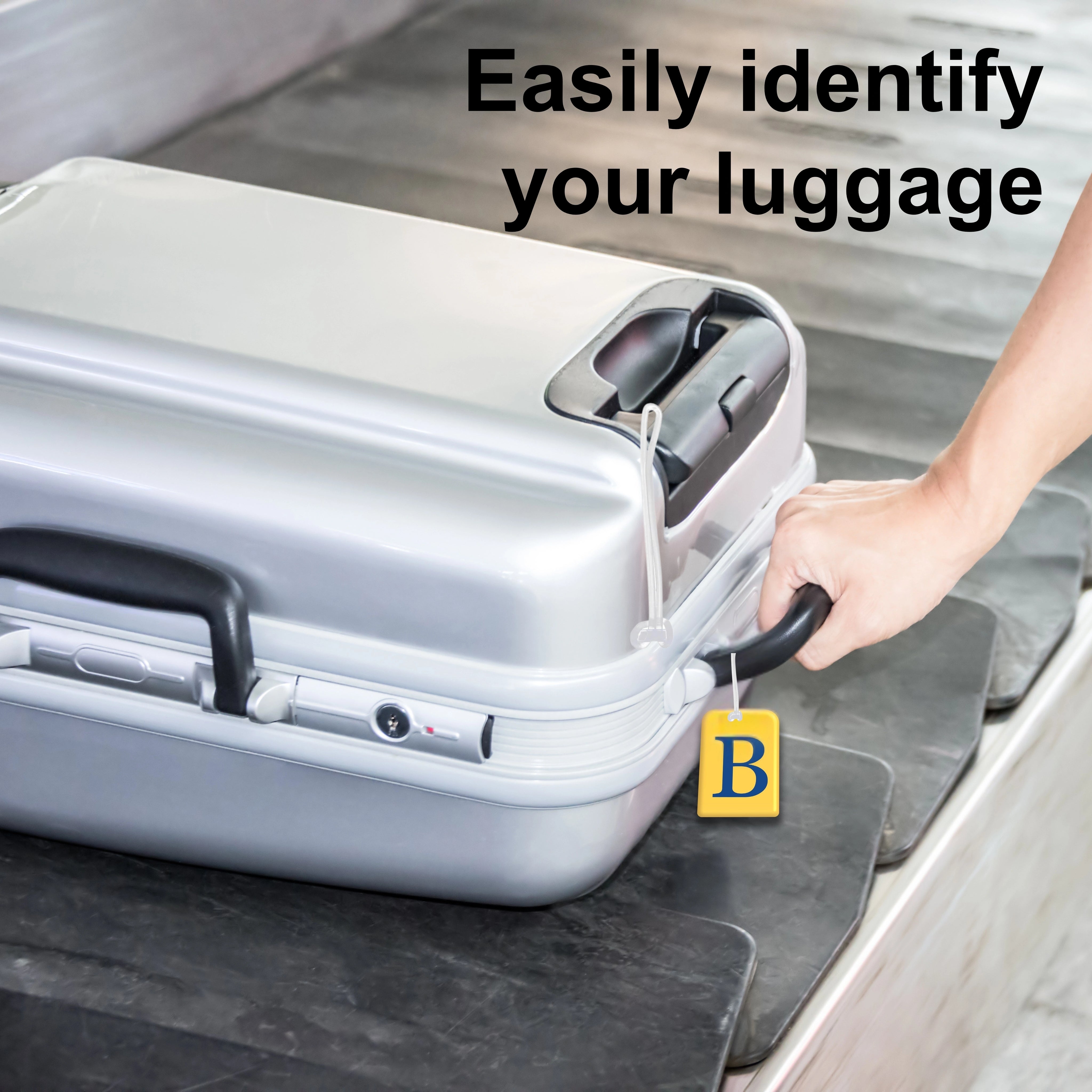 QR tag for bag with initial B