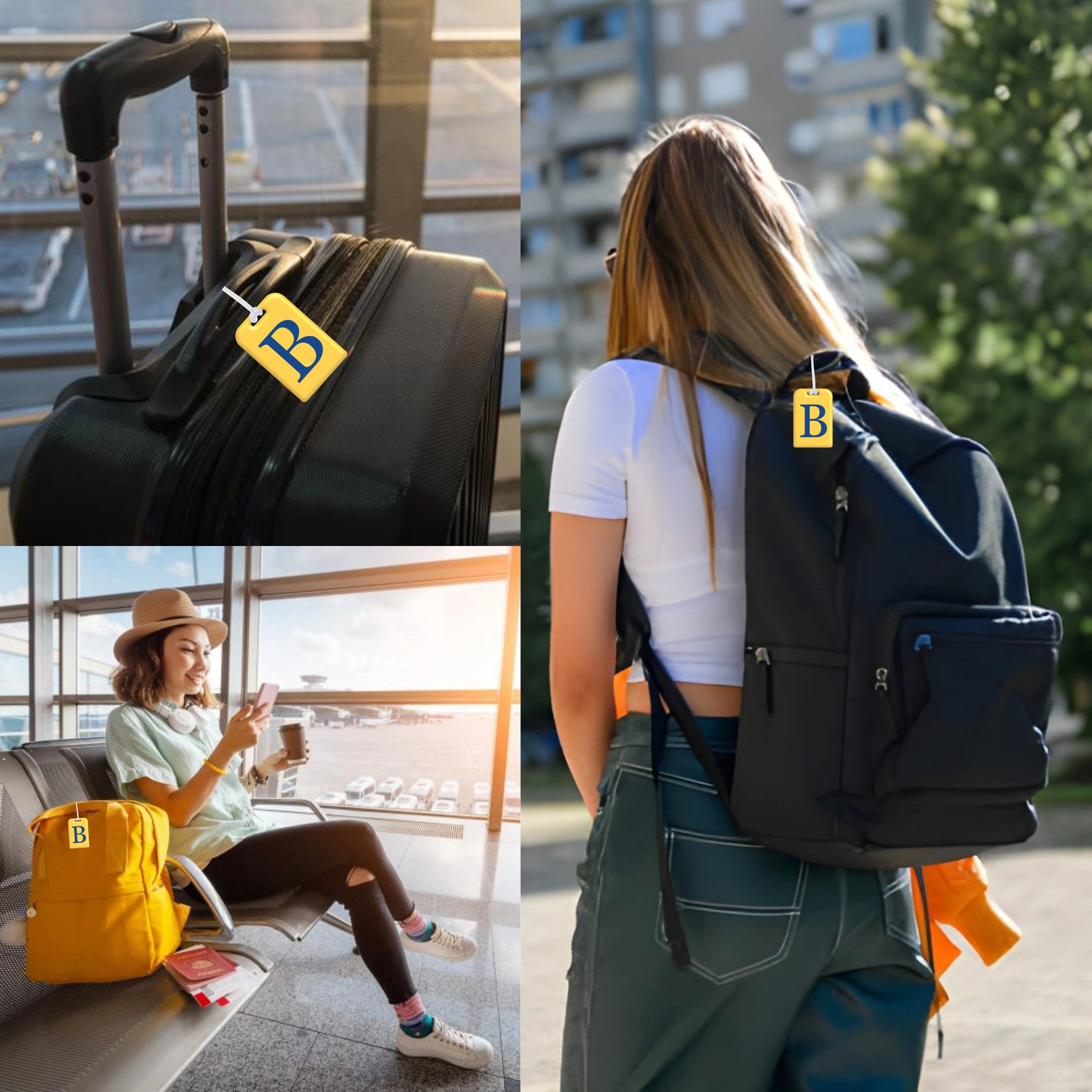 QR tag for bag with initial B