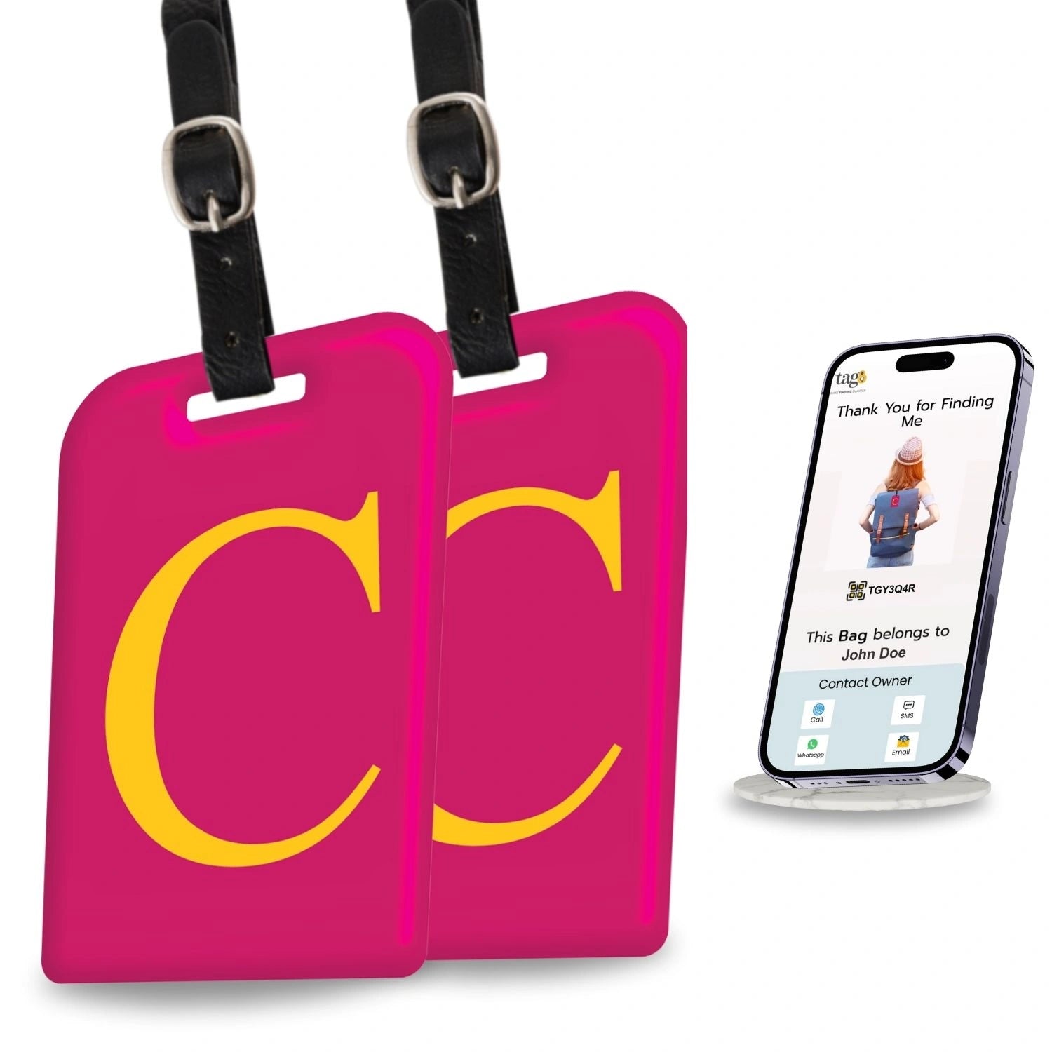 QR tag for bag with initial C