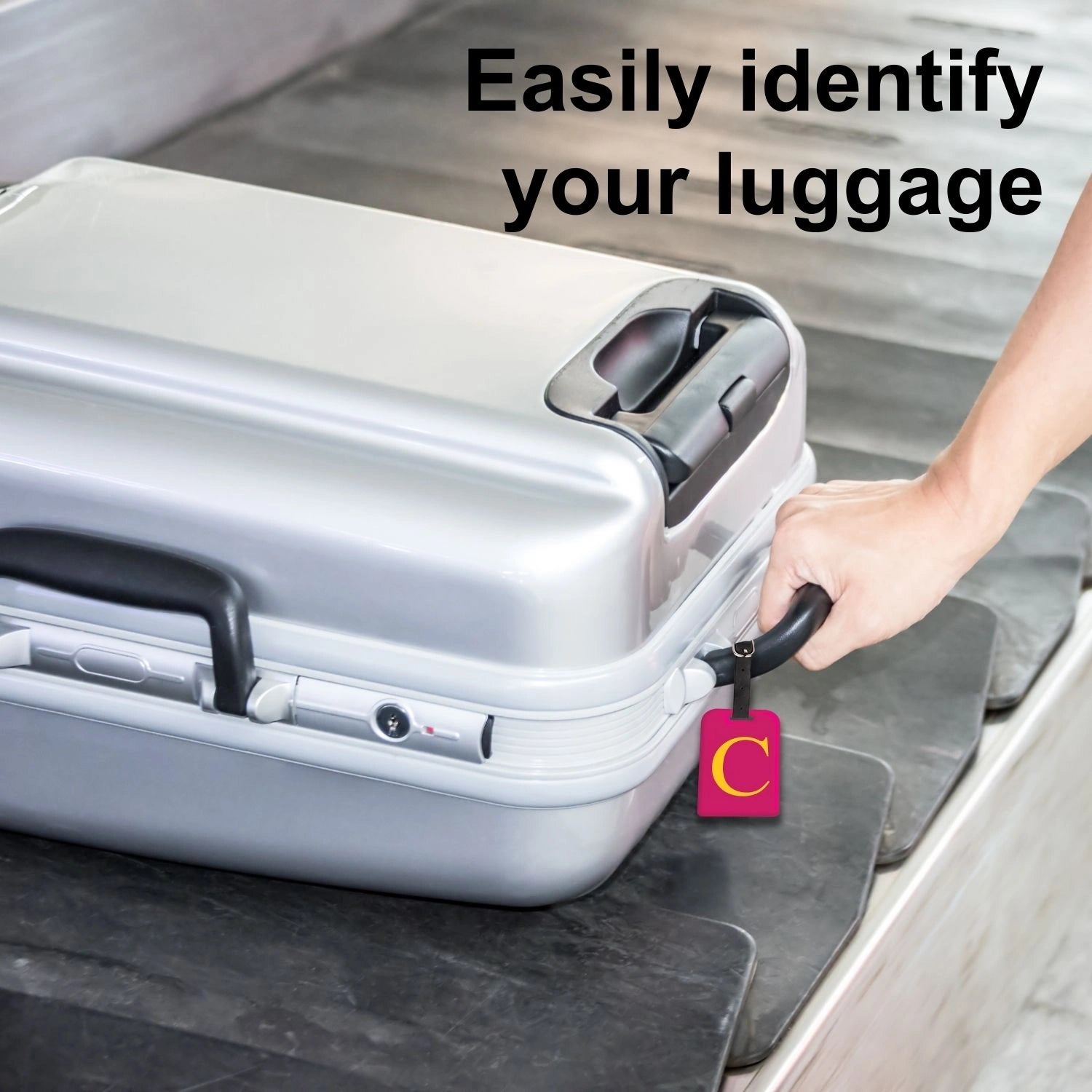 QR tag for bag with initial C