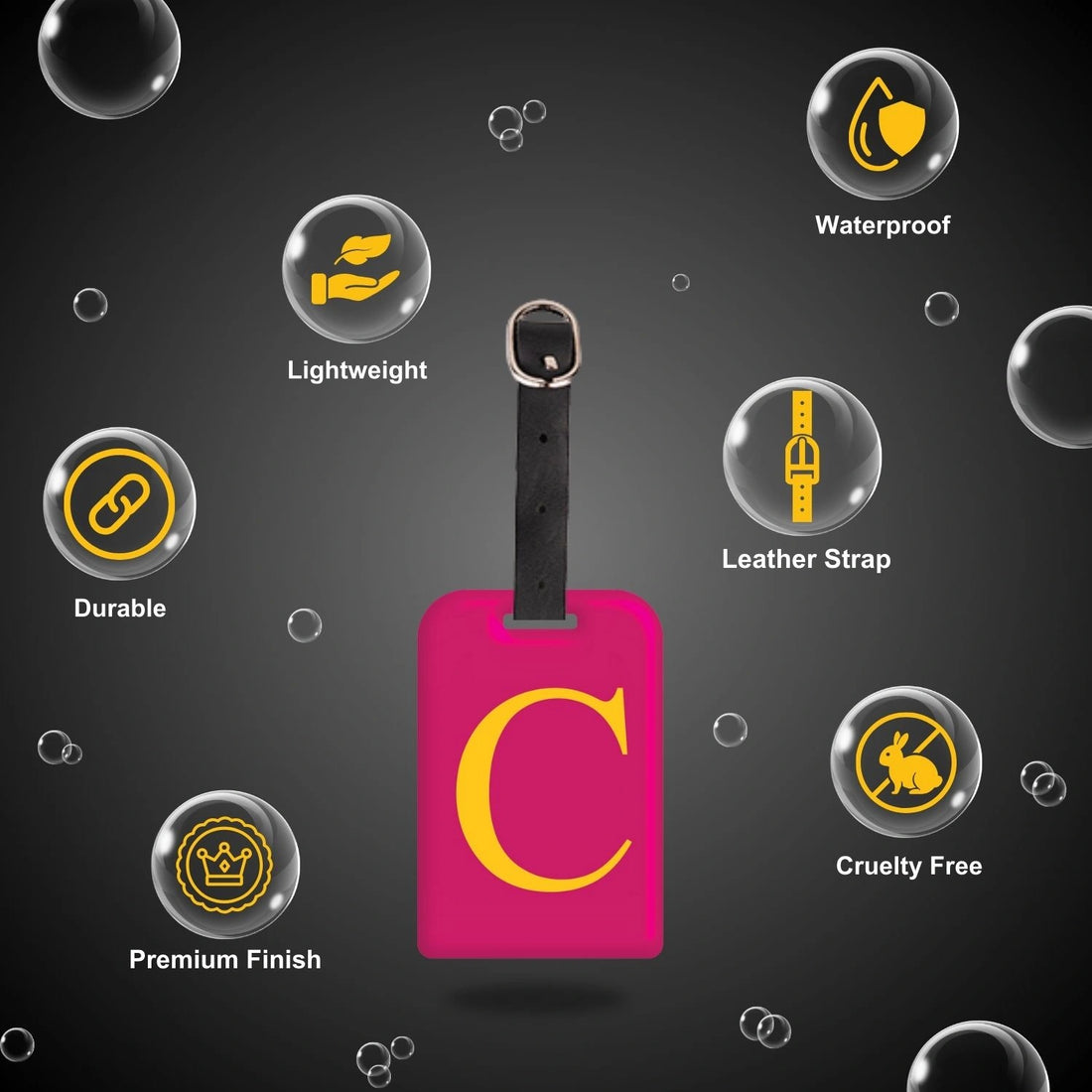 QR tag for bag with initial C