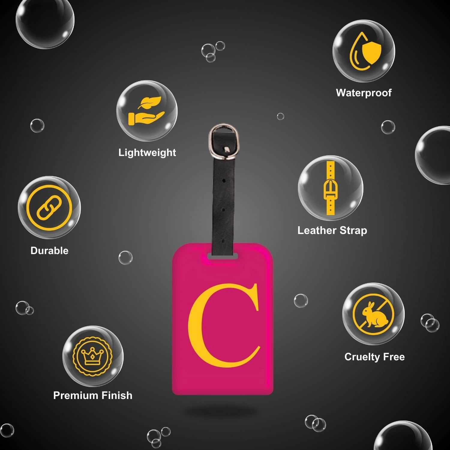QR tag for bag with initial C