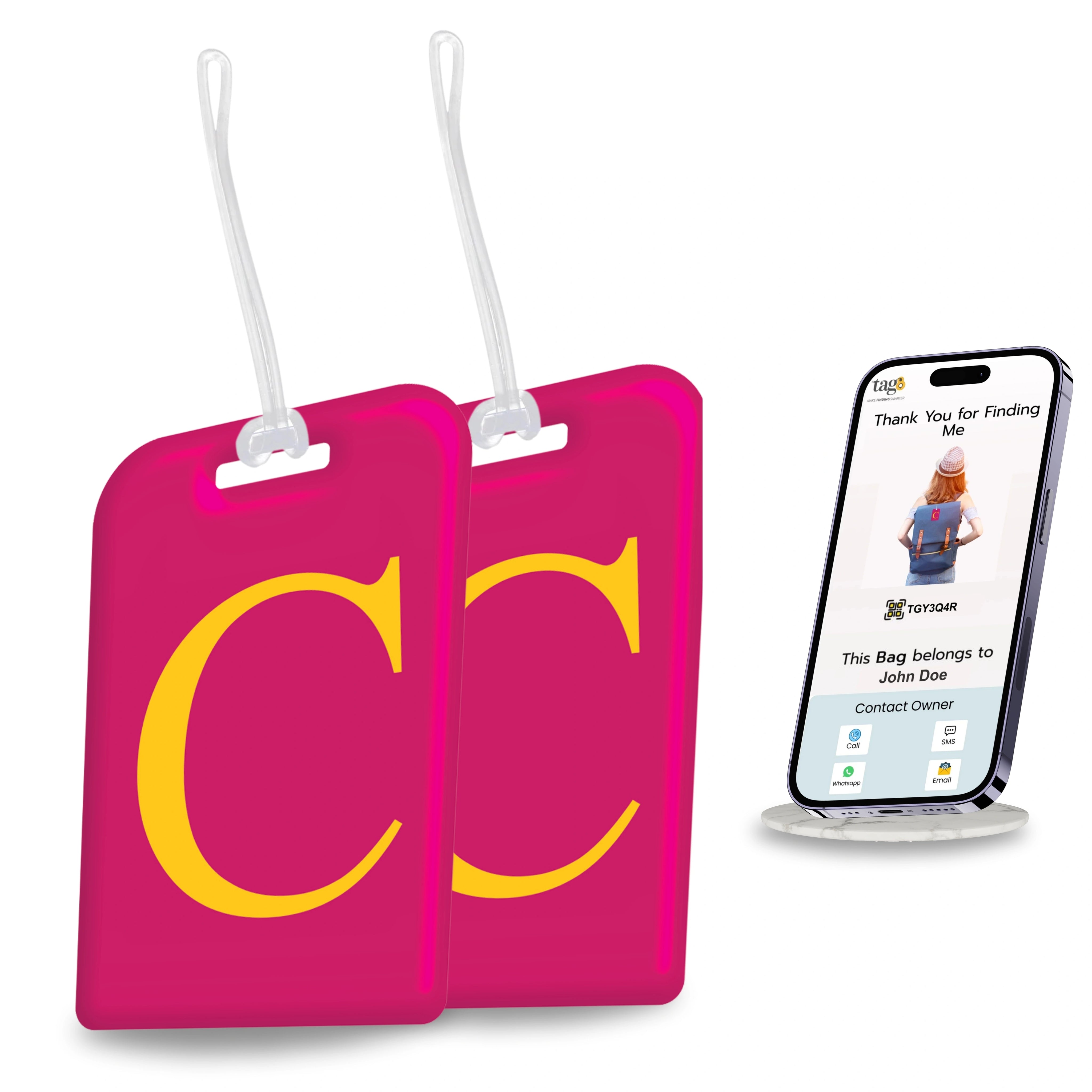 QR tag for bag with initial C