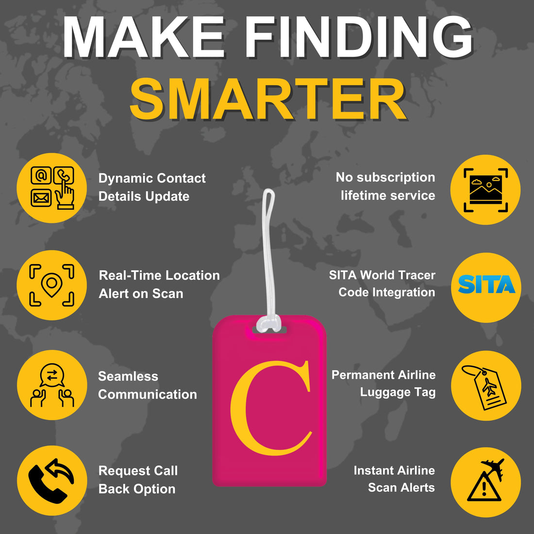 QR tag for bag with initial C