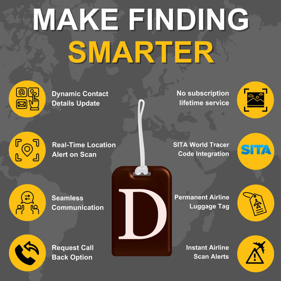 QR tag for bag with initial D