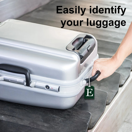 QR tag for bag with initial E