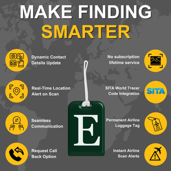 QR tag for bag with initial E