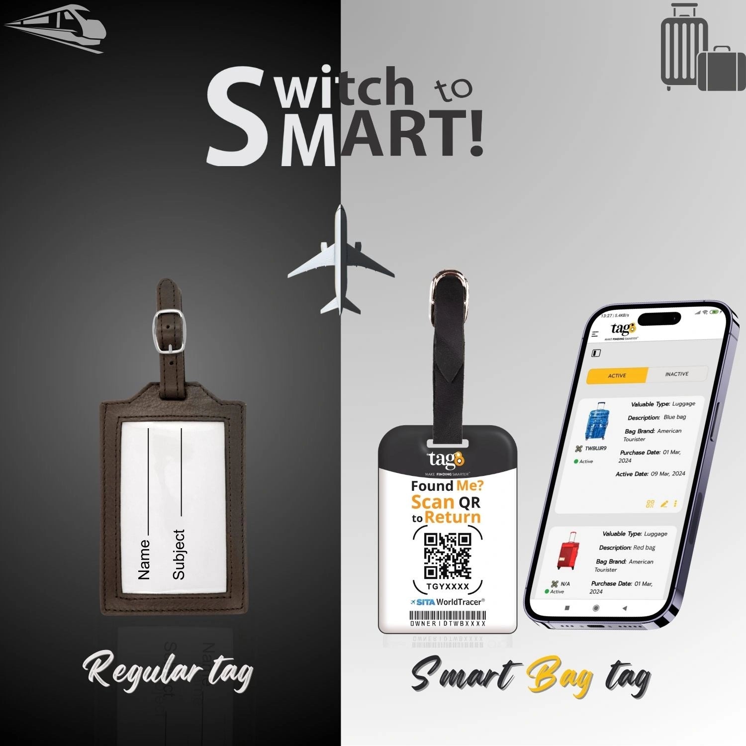 QR tag for bag with initial H