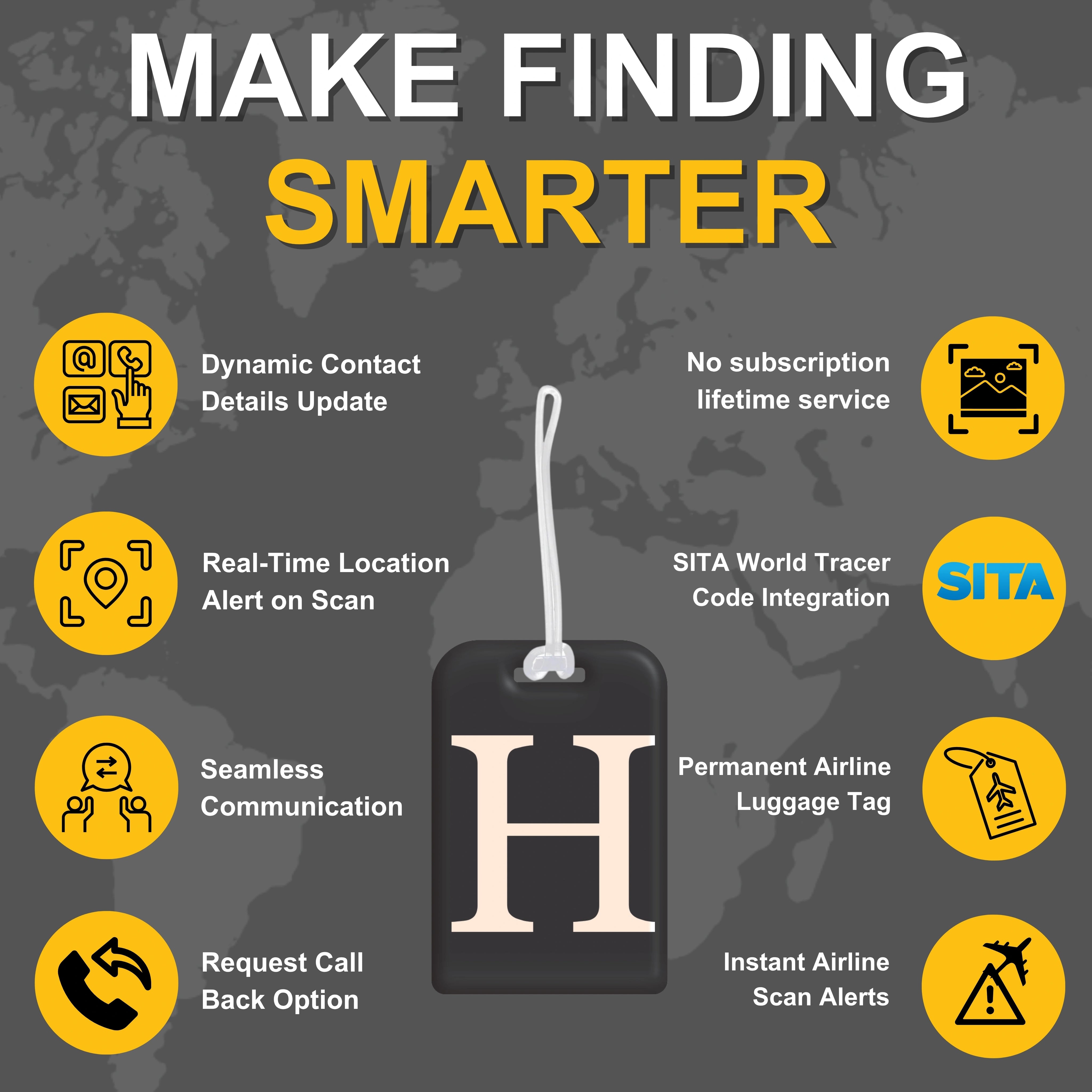 QR tag for bag with initial H