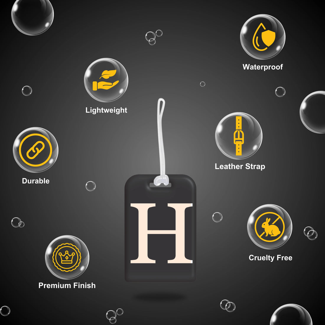 QR tag for bag with initial H