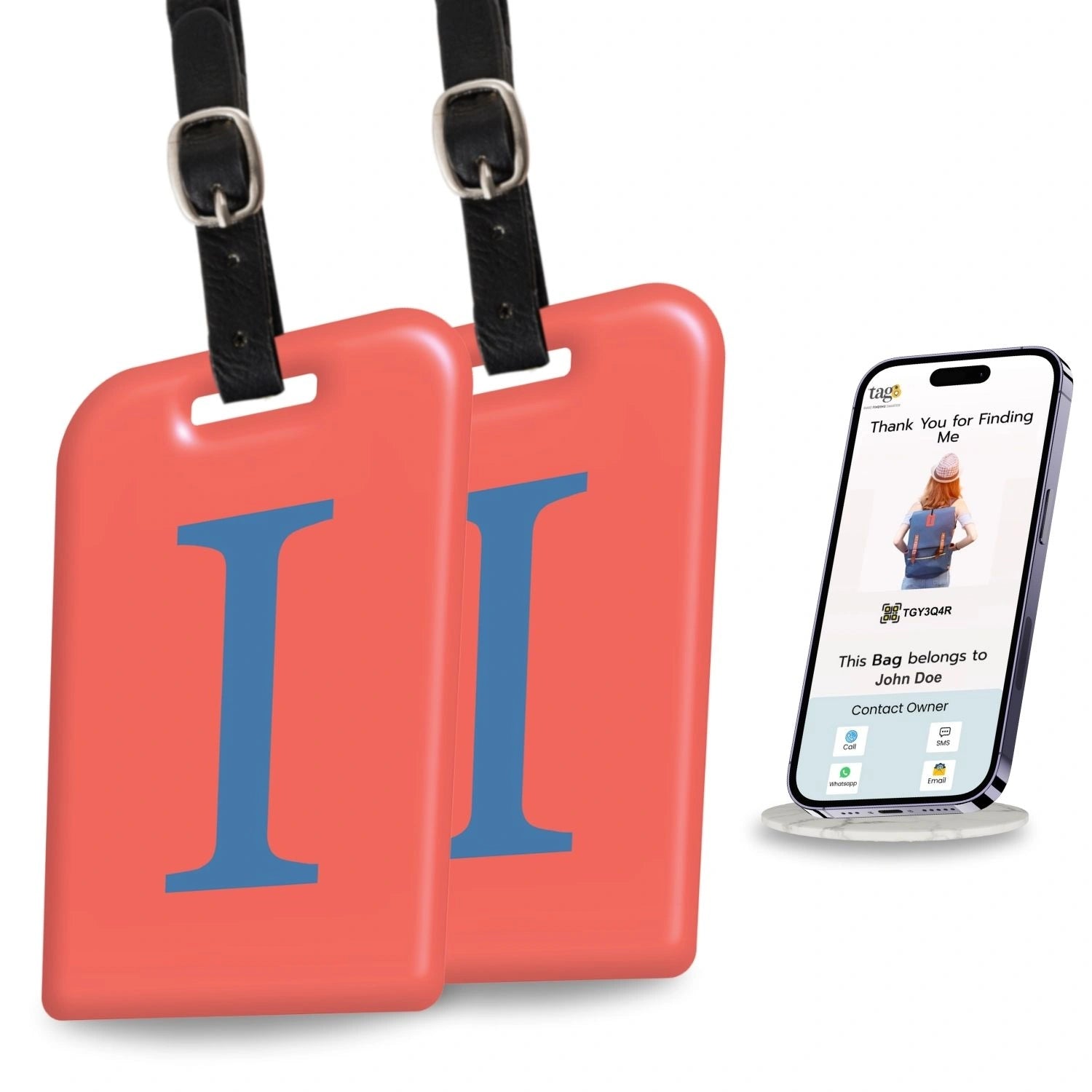 QR tag for bag with initial I