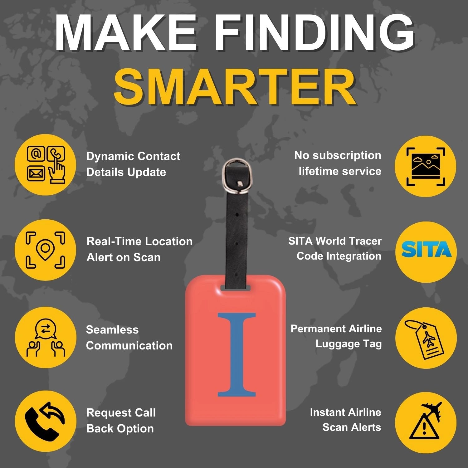QR tag for bag with initial I