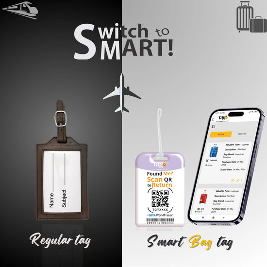 QR tag for bag with initial J