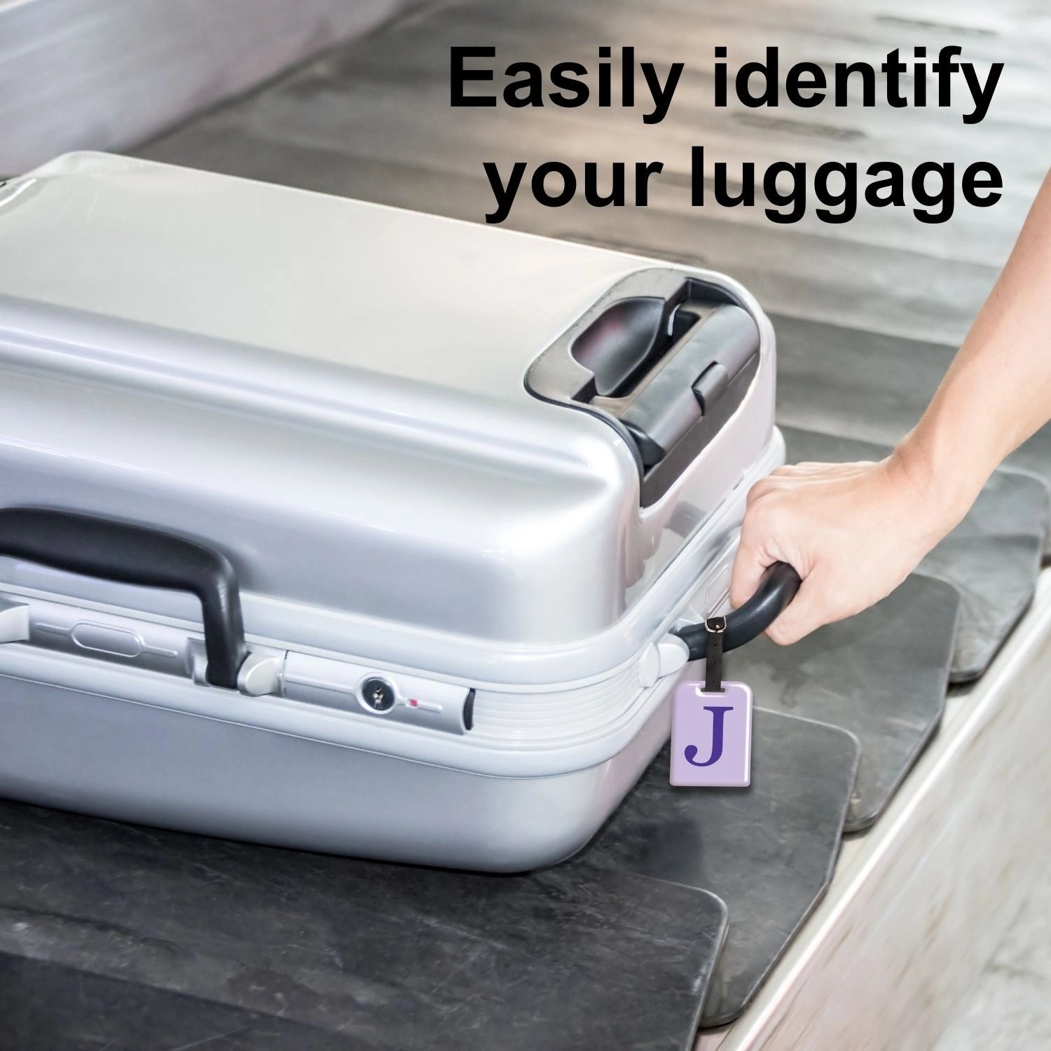 QR tag for bag with initial J