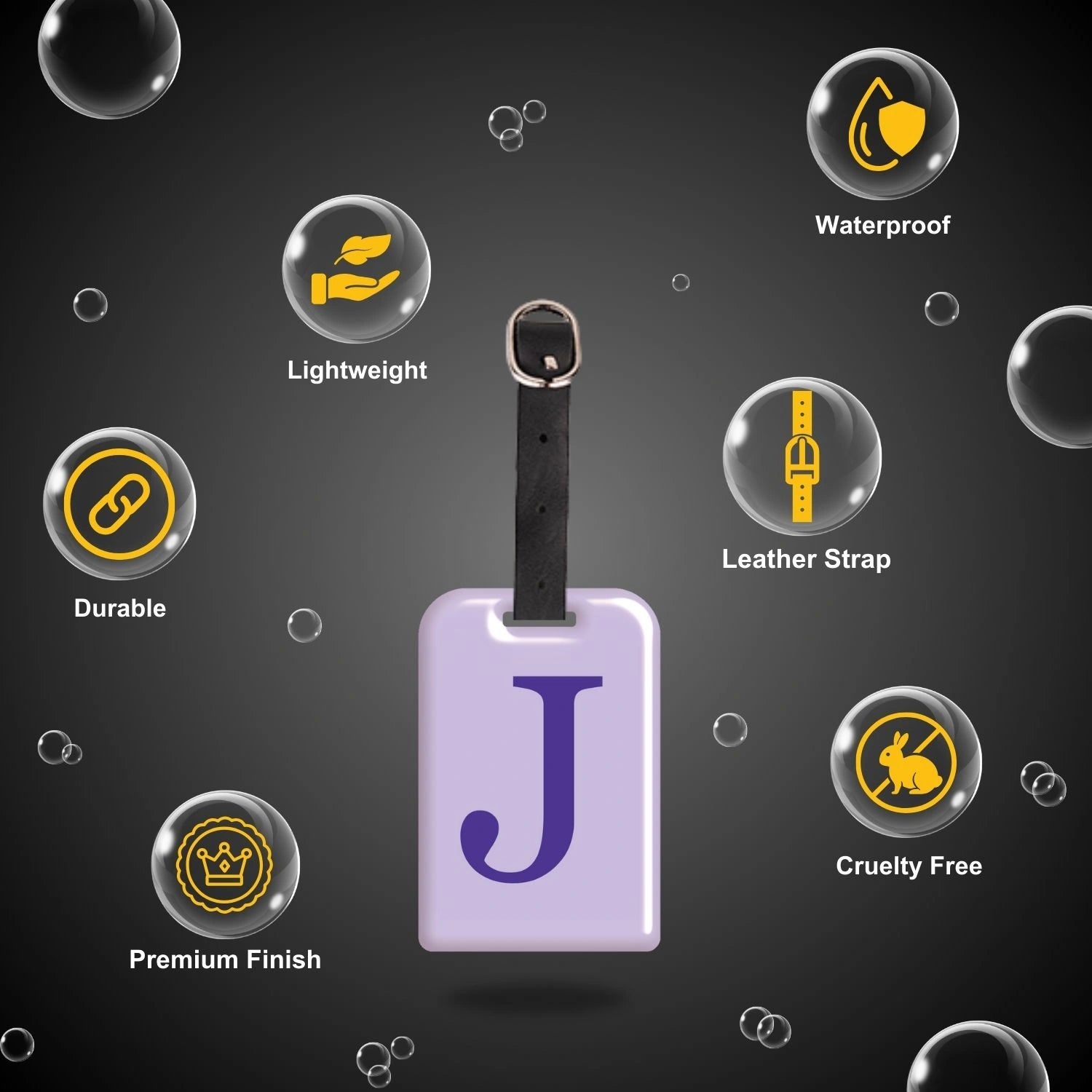 QR tag for bag with initial J