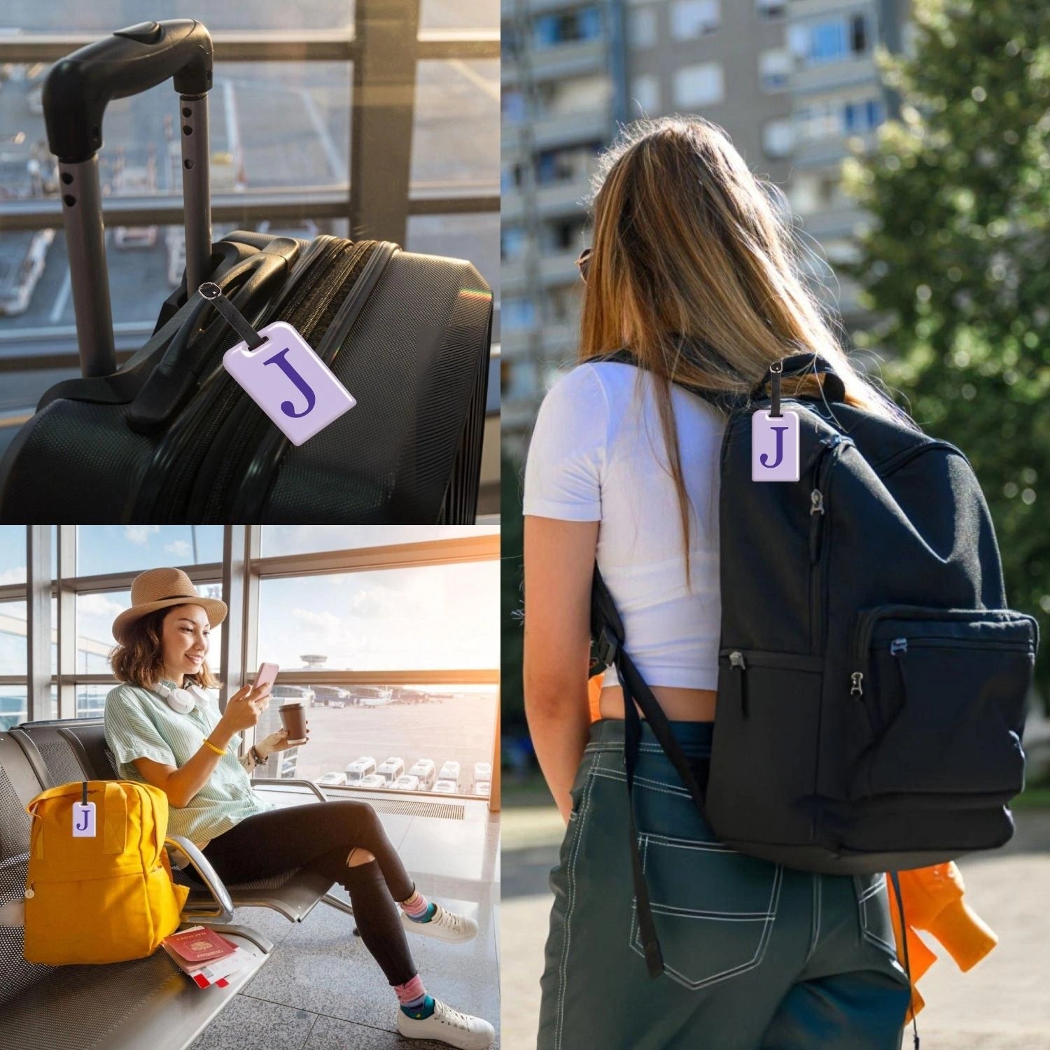 QR tag for bag with initial J