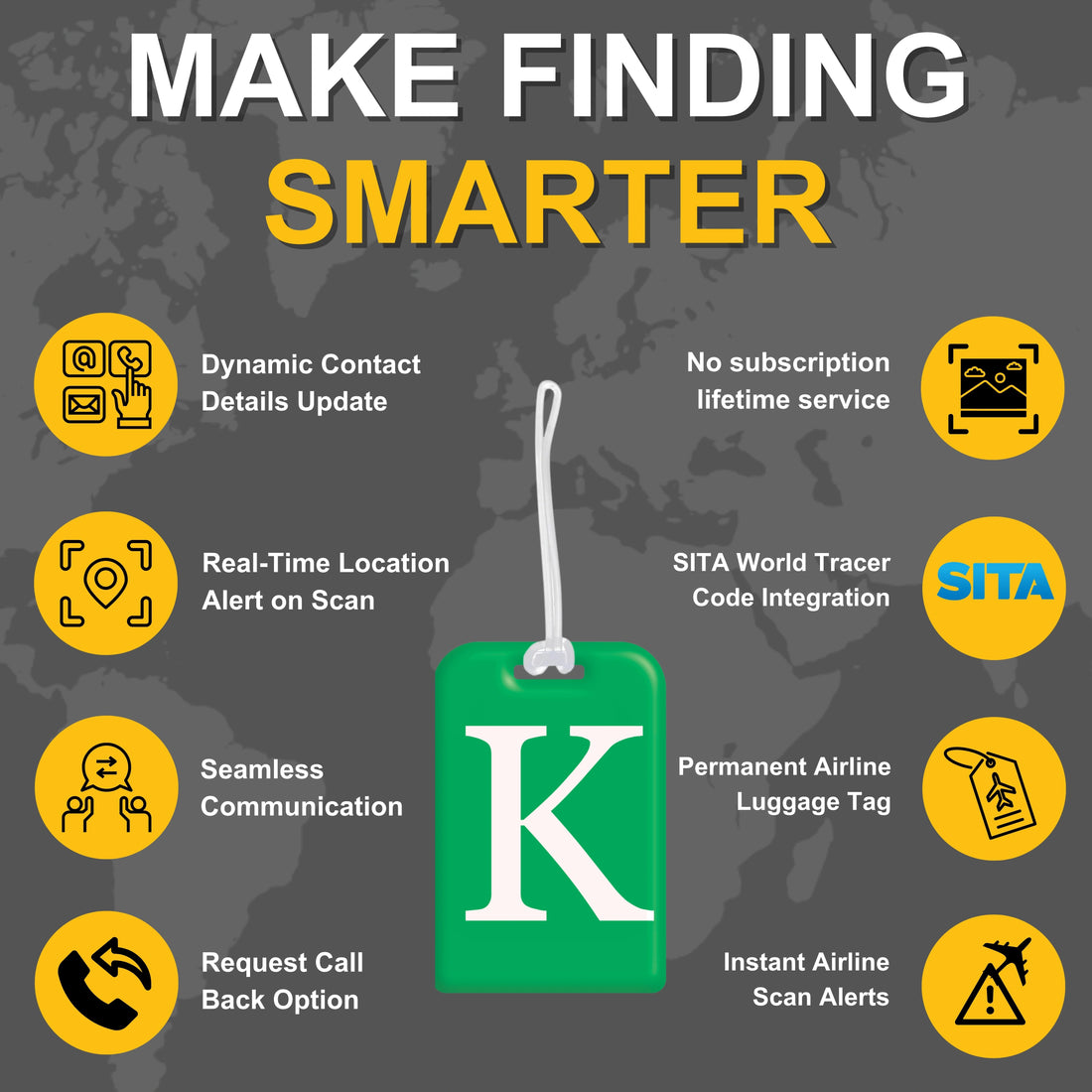 QR tag for bag with initial K