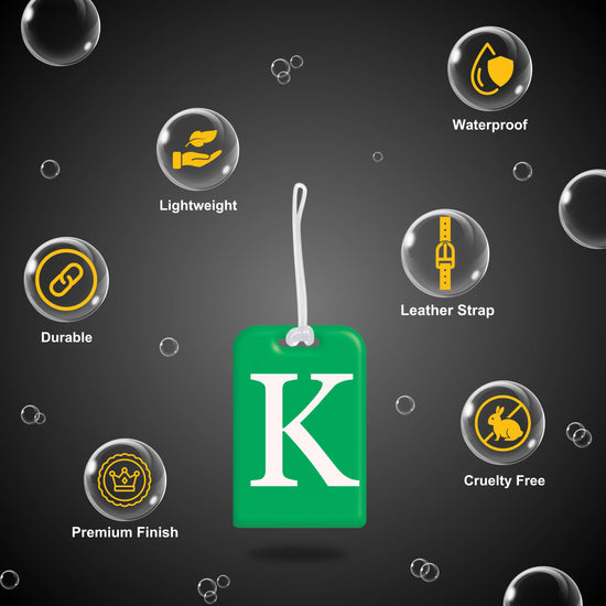 QR tag for bag with initial K