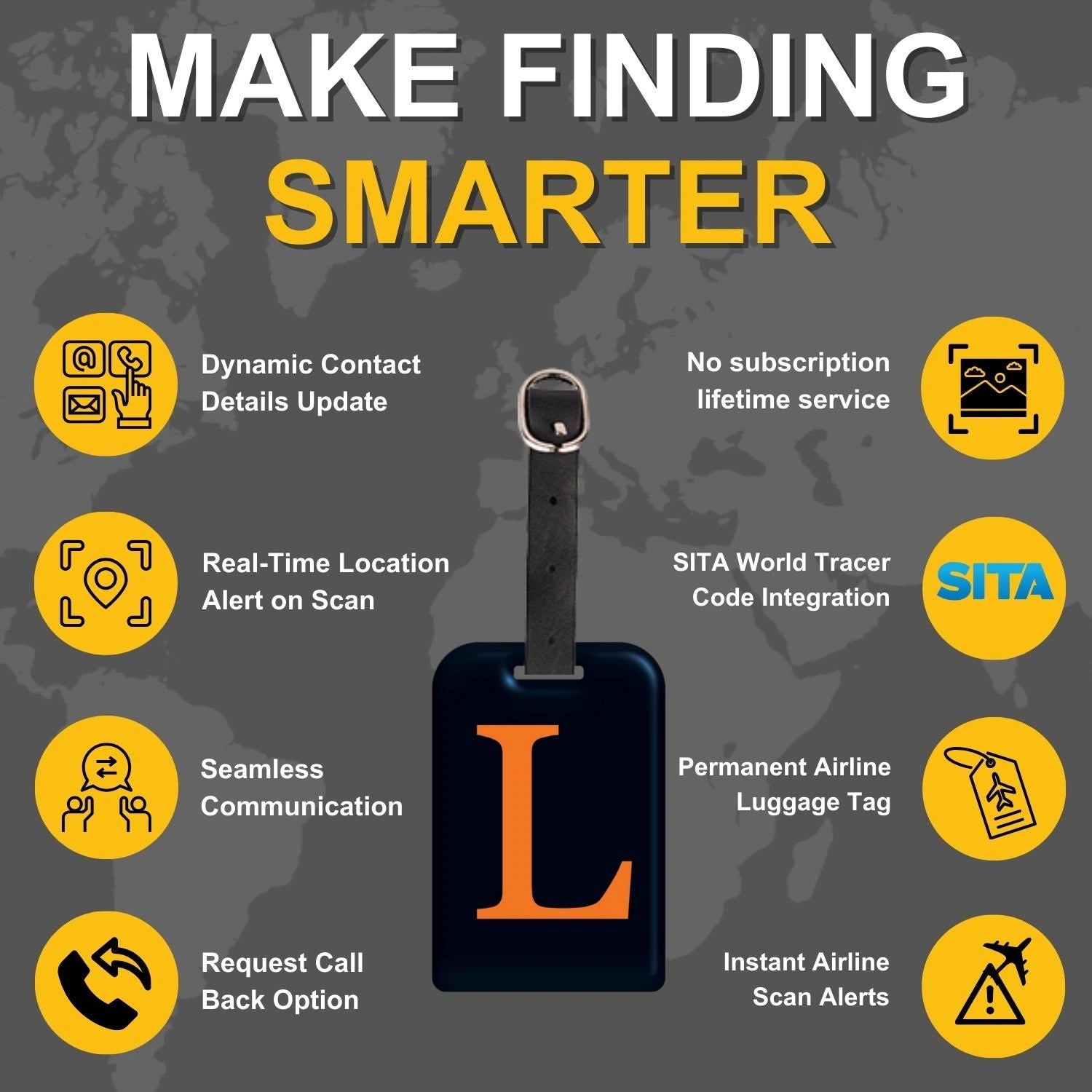 QR tag for bag with initial L