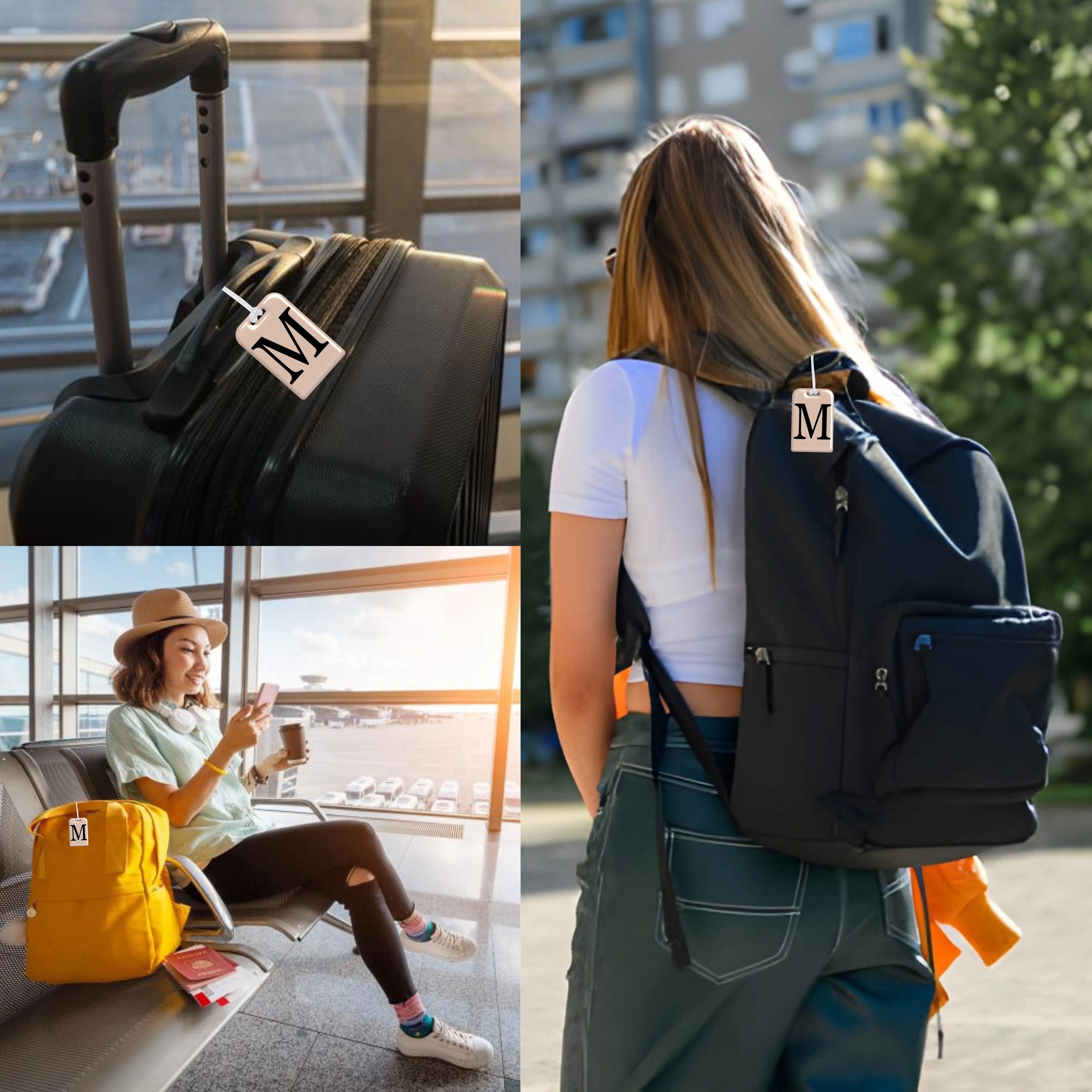 QR tag for bag with initial M